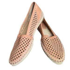 Frye Lee A line perforated espadrille sz 8 Slip on sandal leather jute shoe